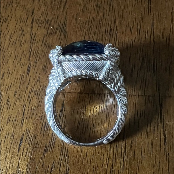 Judith Ripka Sterling Silver Blue Quartz Hematite Diamonique CZ Ring - Picture 6 of 14